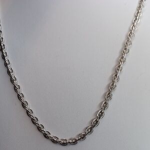 1928 Silver Tone Fancy Chain Necklace 31.5" Long